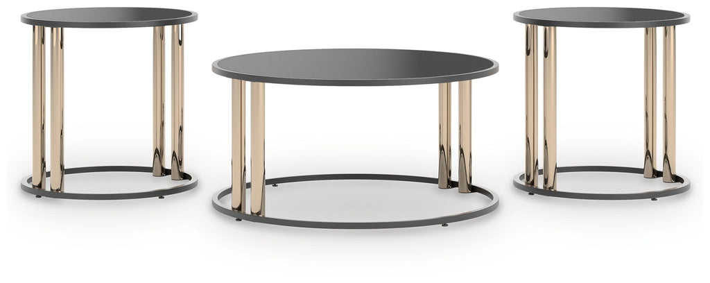 Hannerly - Occasional Table Set (Set of 3) - Black / Gold Finish-0