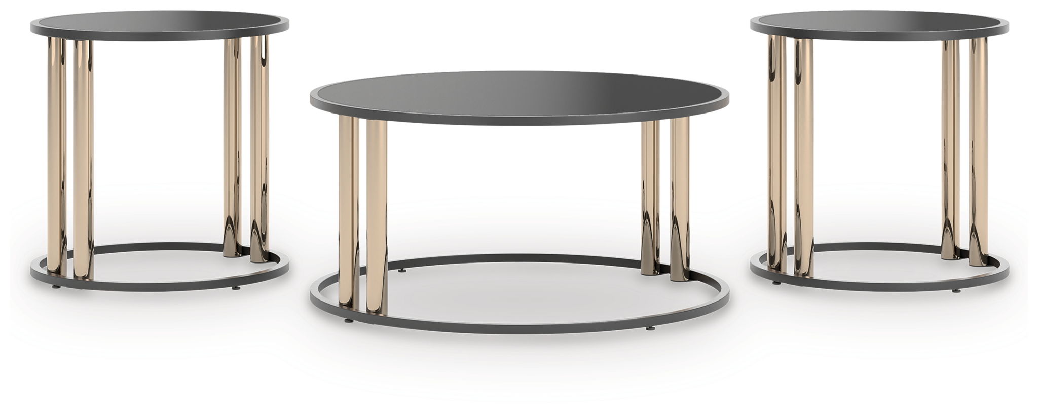 Hannerly - Occasional Table Set (Set of 3) - Black / Gold Finish-0