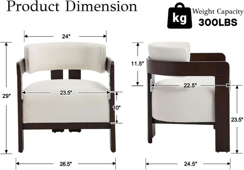 Barrel White Accent Chair