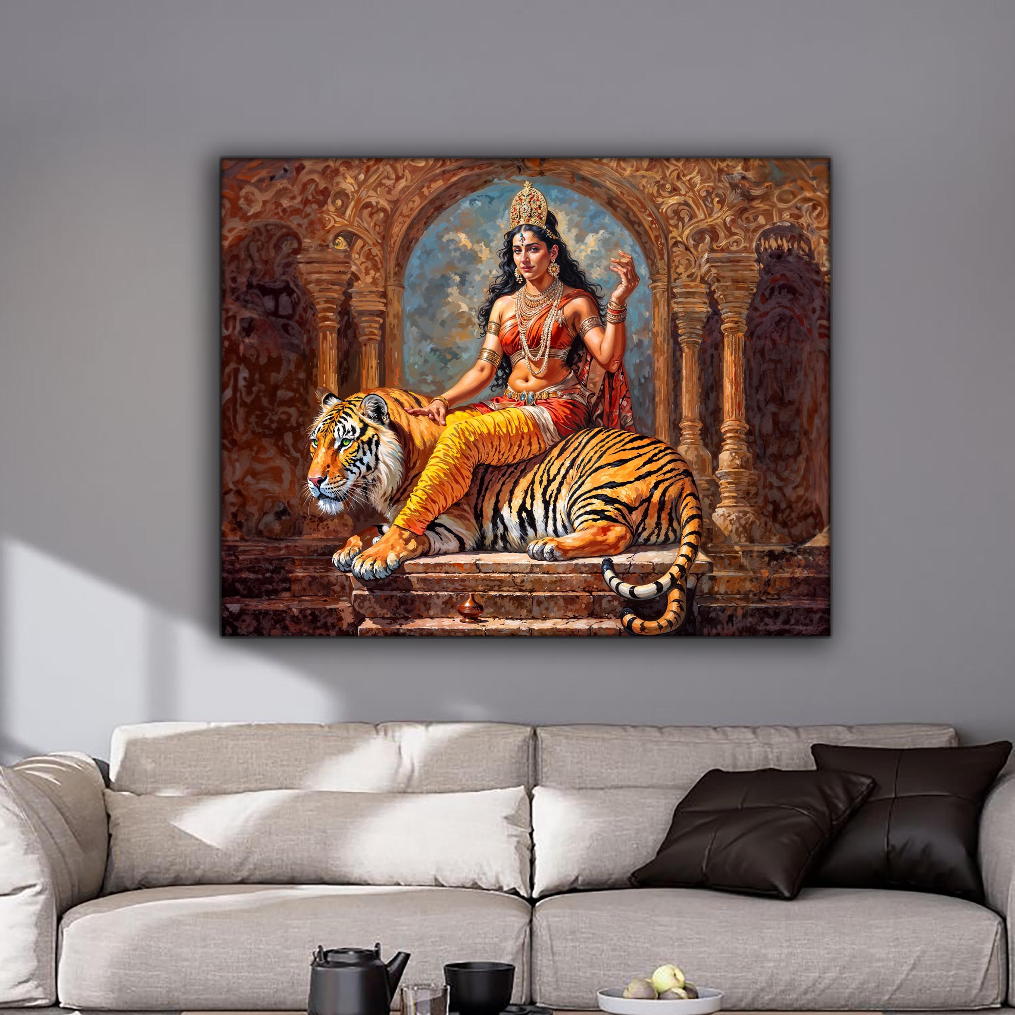 Parvati Canvas Wall Art-Indian Art-Spiritual Wall Art-2