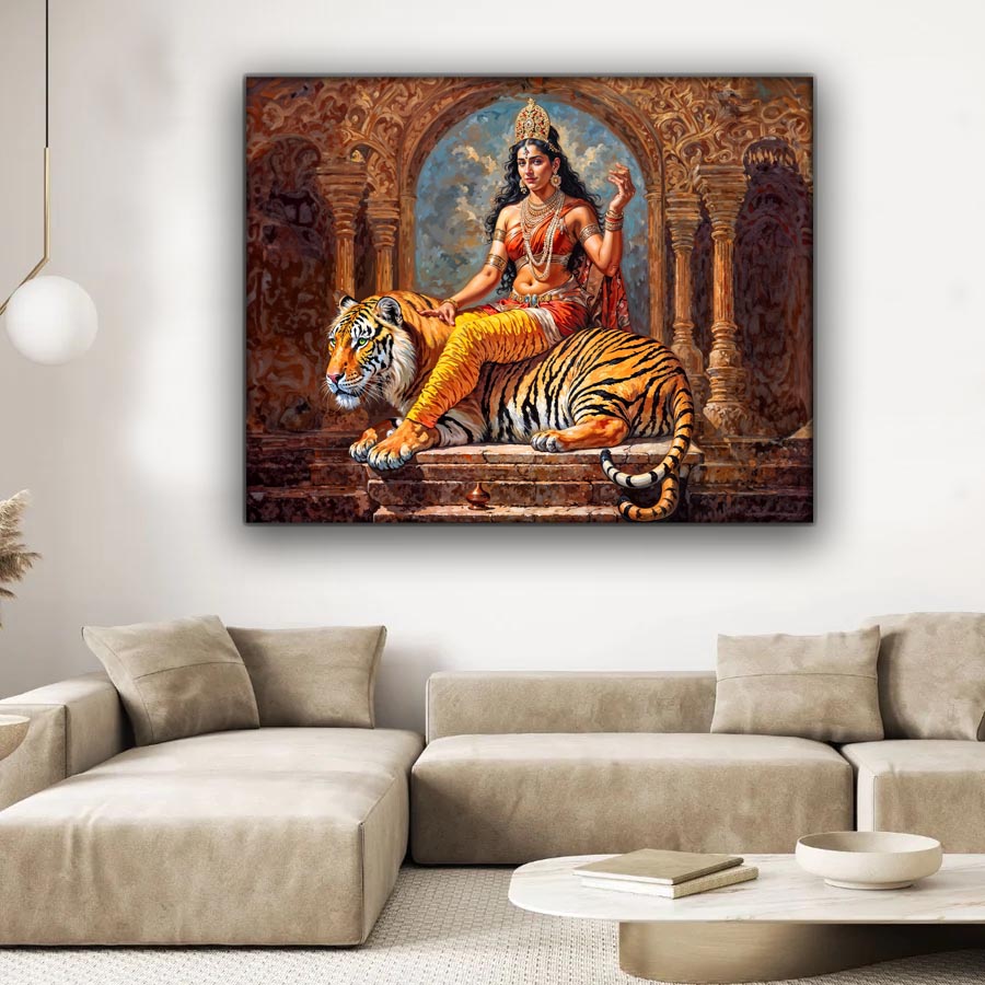 Parvati Canvas Wall Art-Indian Art-Spiritual Wall Art-3