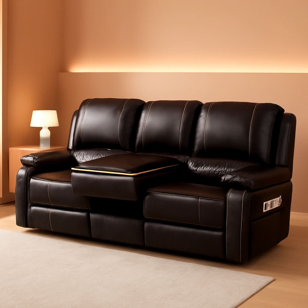 3 Seater Recliner Sofa With Hidden Storage Console-0