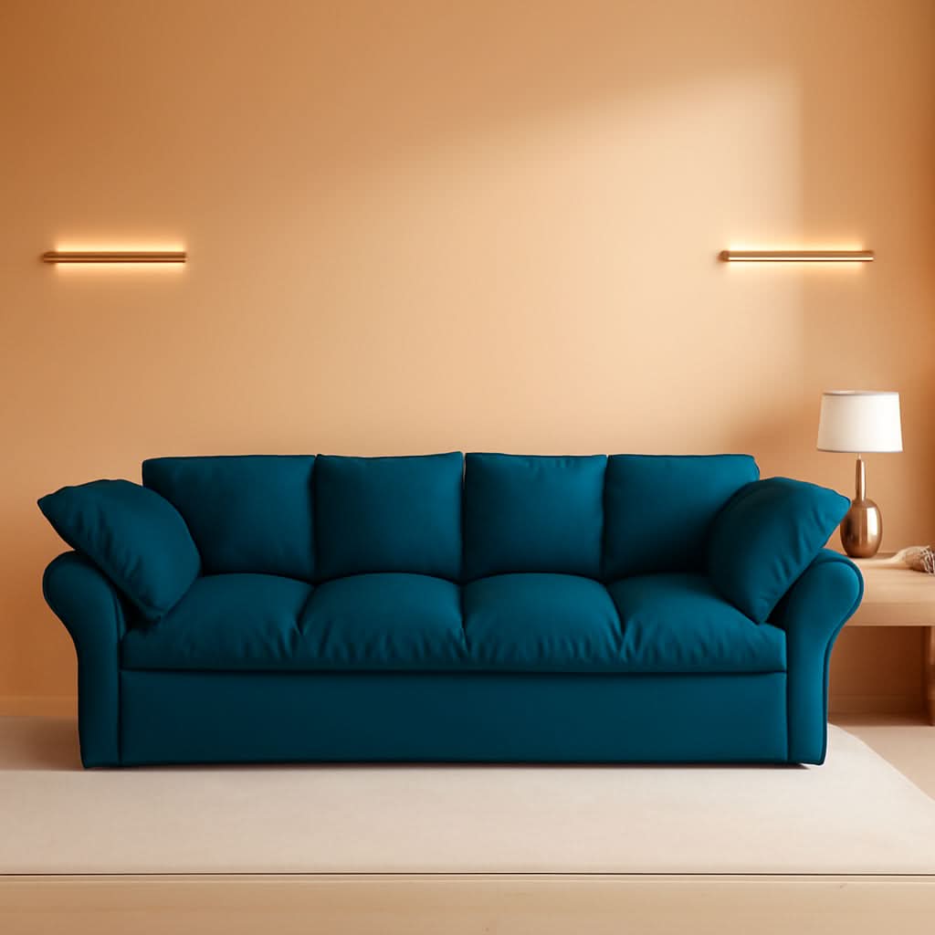 Blue Queen Size Three In One Convertible Sleeper Sofa-0