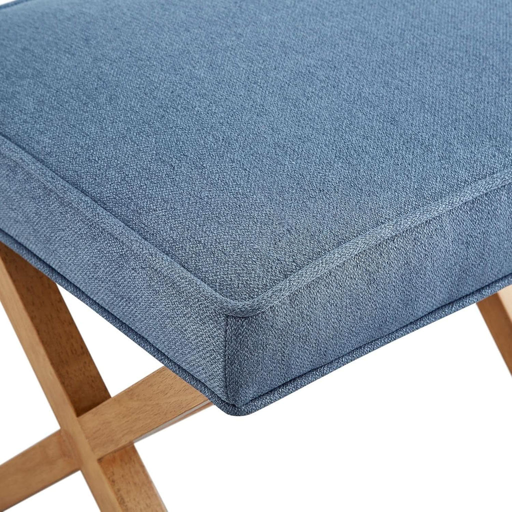 Indigo Blue Upholstered Ottoman Foot Stool 20Wx18Dx18H-4
