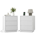 (Set of 2)End Table with Fast USB C Charging Station, Sofa Side Table with 3Drawers, Large Storage Modern Wood Storage Cabinet for Living Room,Bedroom,Office, White