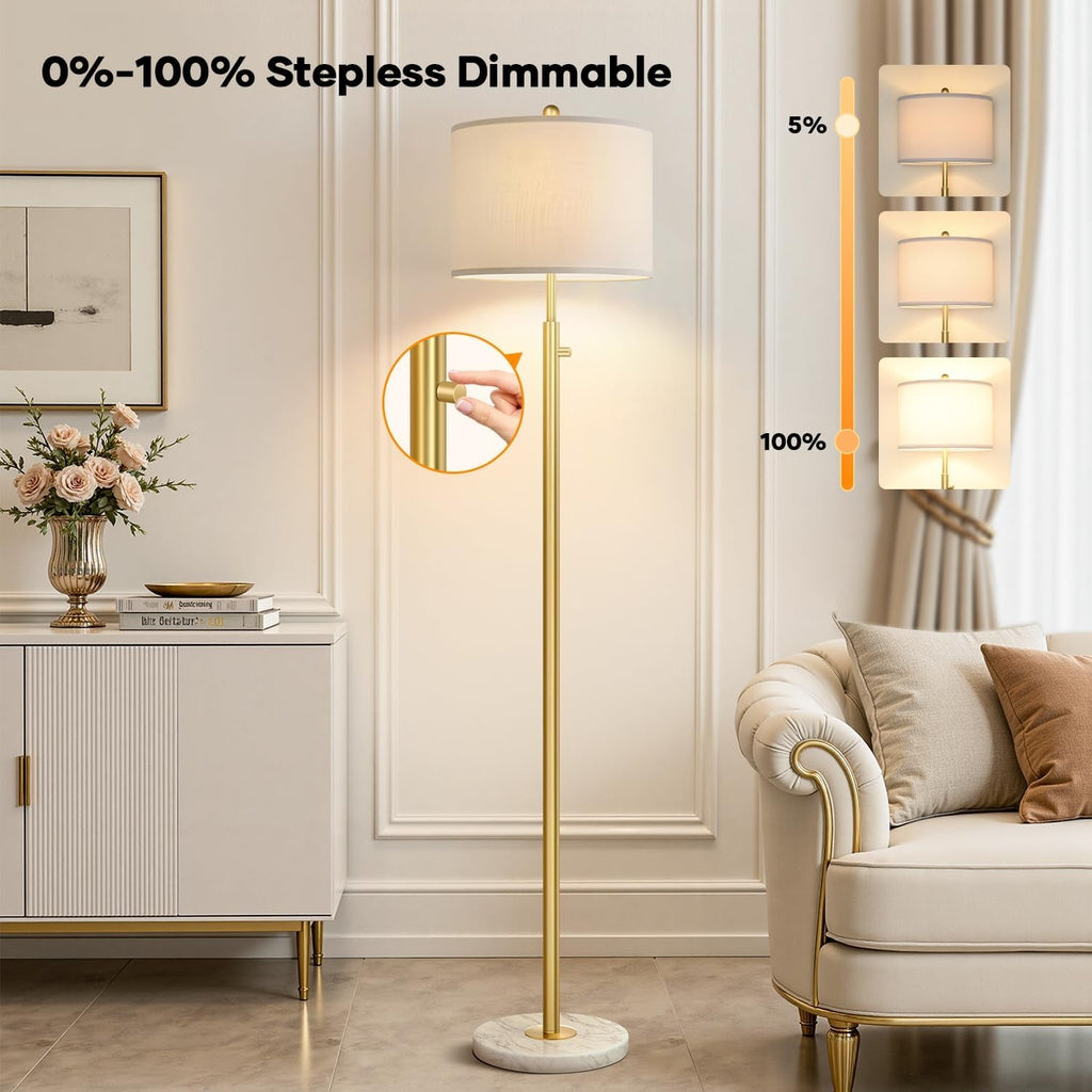 Gilded Contemporary Floor Lamp Marble Base Dimming
