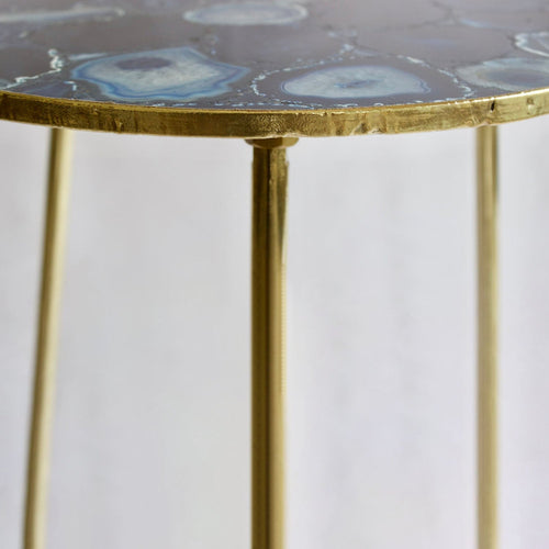 Blue Round Side Table