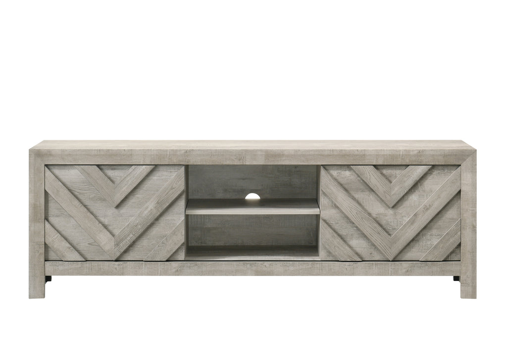 1pc Rustic Geometric Design Contemporary Traditional Interiors Entertainment Console TV Stand Living Room Furniture