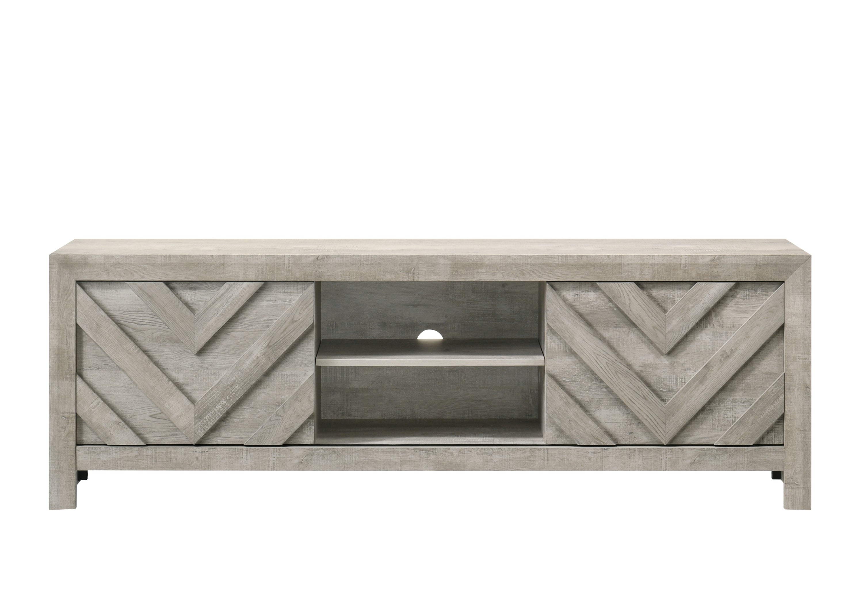 1pc Rustic Geometric Design Contemporary Traditional Interiors Entertainment Console TV Stand Living Room Furniture