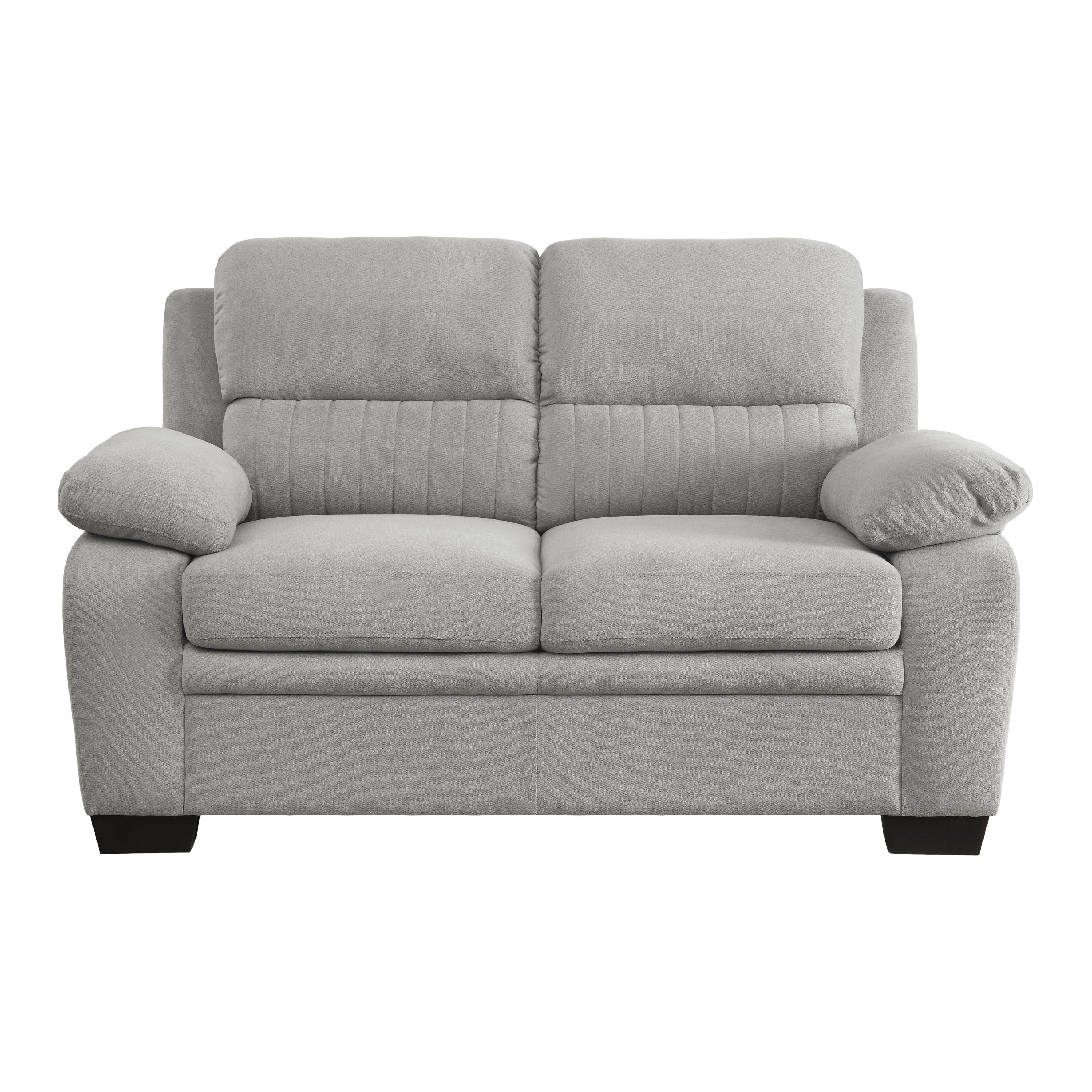 Gray Solid Wood Plush Loveseat