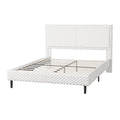 Simple Modern White Plush Soft Bed Comfortable Backrest for Queen Size, Fabric and Wood Construction