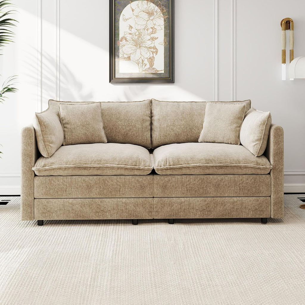 Convertible Modular Sectional Sofa 77 Inch Camel Deep-2