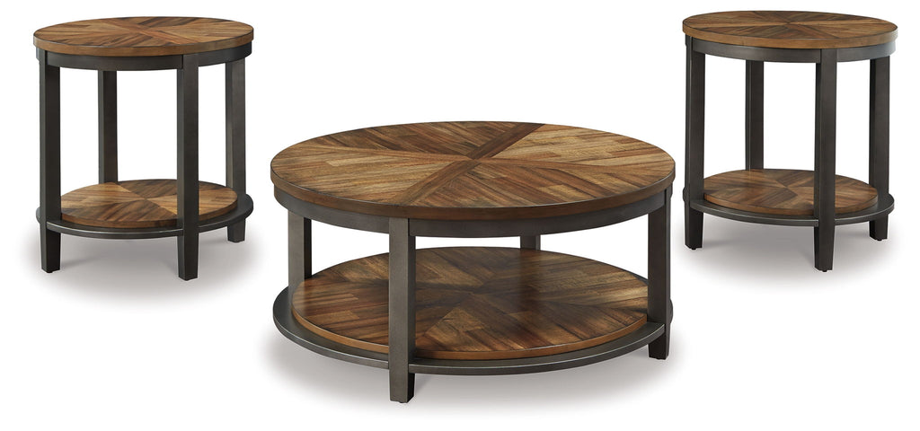 Roybeck - Occasional Table Set (Set of 3) - Light Brown / Bronze-0