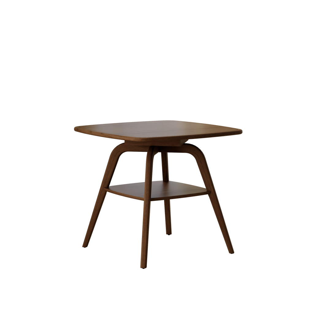 Modern Wooden Dining Table with Storage Shelf, Walnut Finish