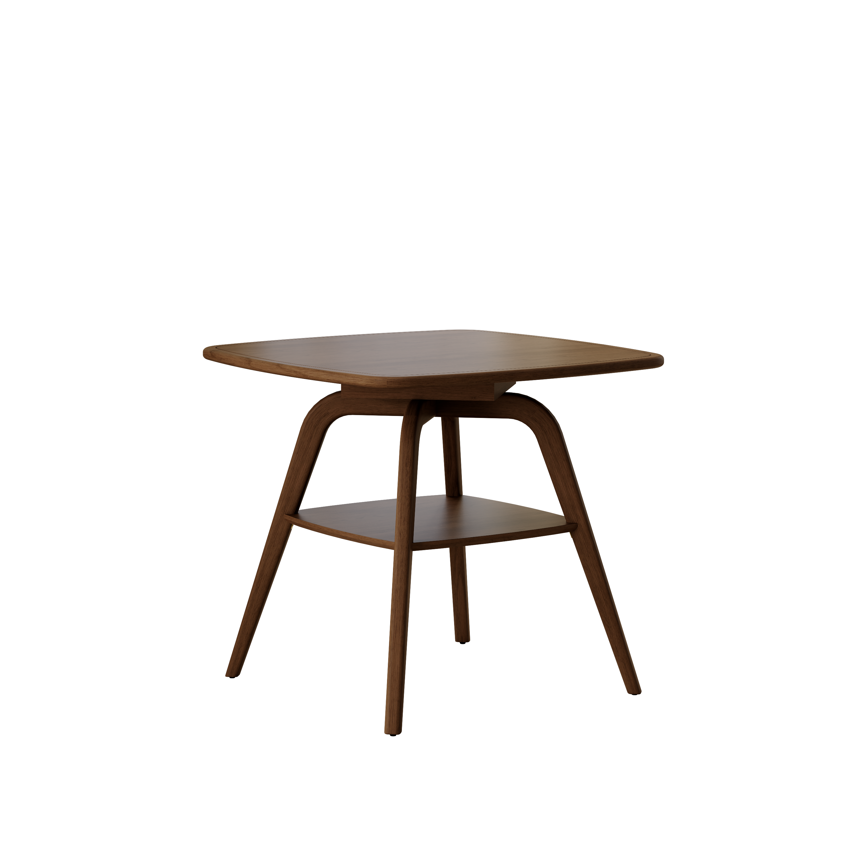 Modern Wooden Dining Table with Storage Shelf, Walnut Finish