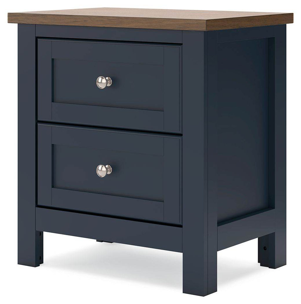Landocken - Two Drawer Night Stand - Brown / Blue-1