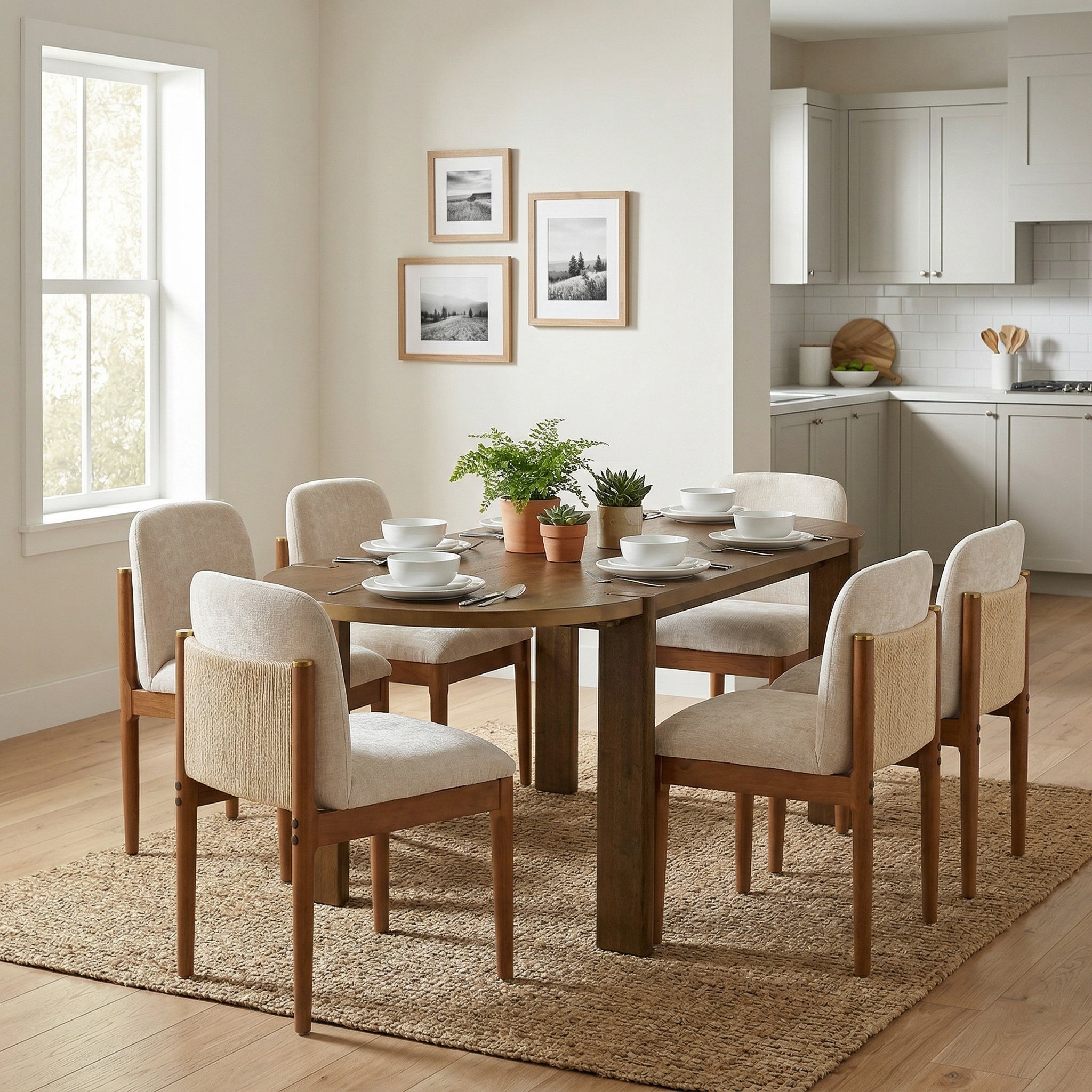 7 Pieces Modern Oval Dining Set
