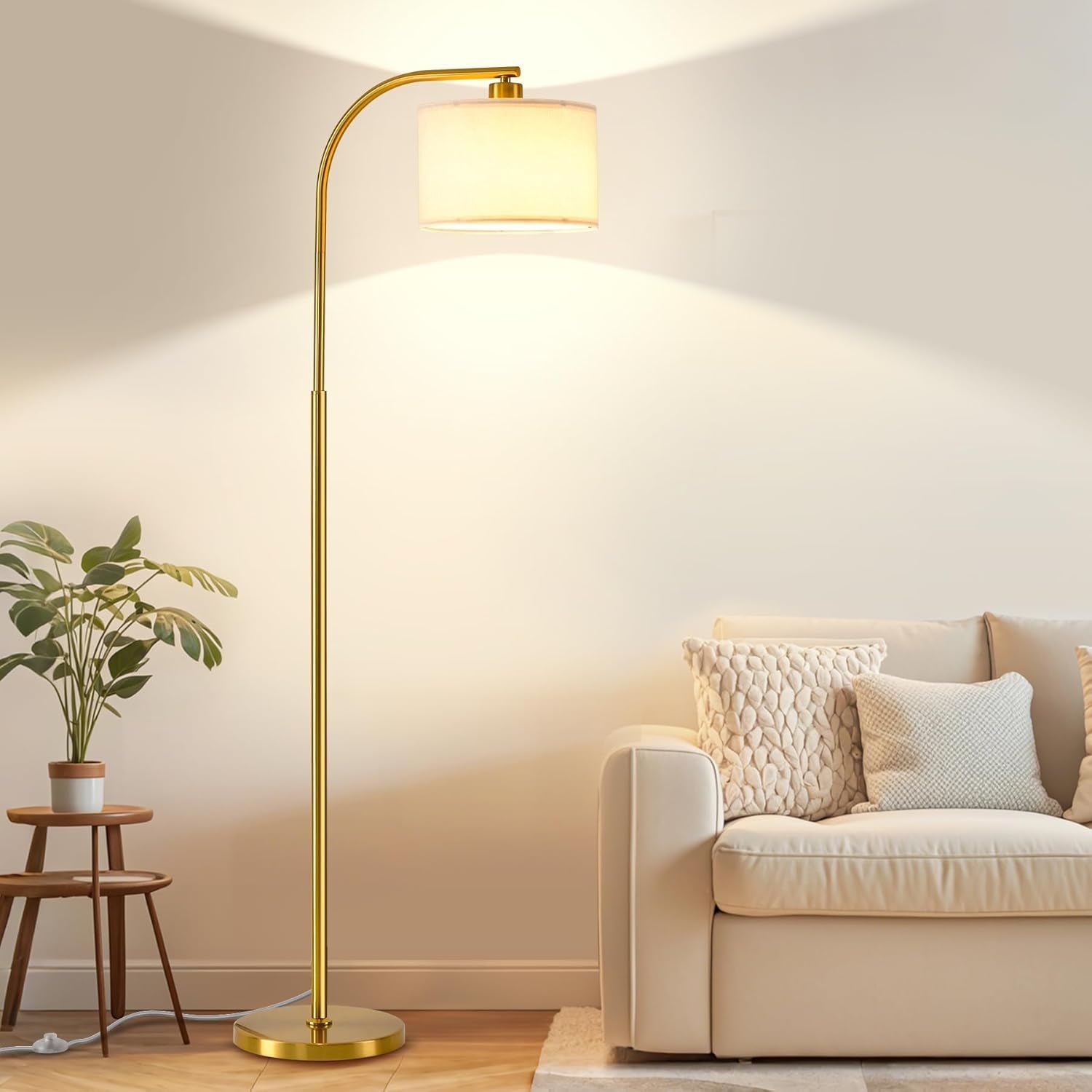 Tall Floor Lamp 65 Inch Brushed Gold Contemporary Finish-0