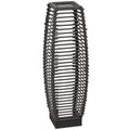 Outsunny Solar Floor Lamp, Outdoor Rattan Garden Lantern Pathway Light & Decorative Driveway Lighting with Auto On/Off LED Lights for Porch, Yard, Lawn, Courtyard, Deck, Gray