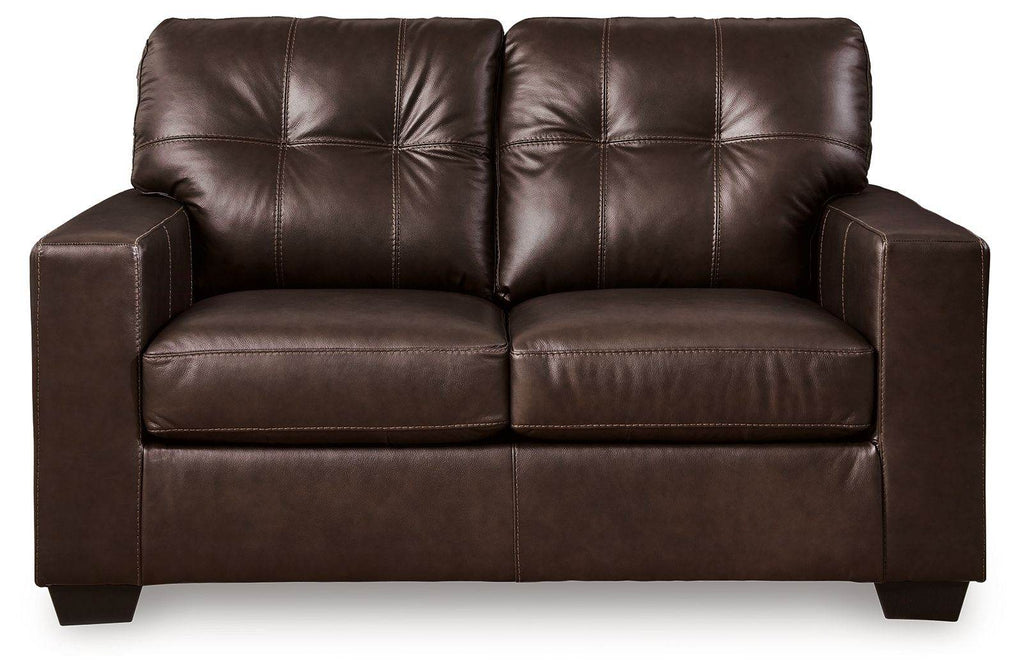 Santorine - Loveseat - Leather Match - Dark Brown-1