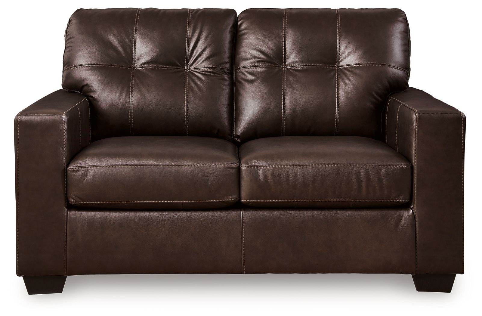 Santorine - Loveseat - Leather Match - Dark Brown-1