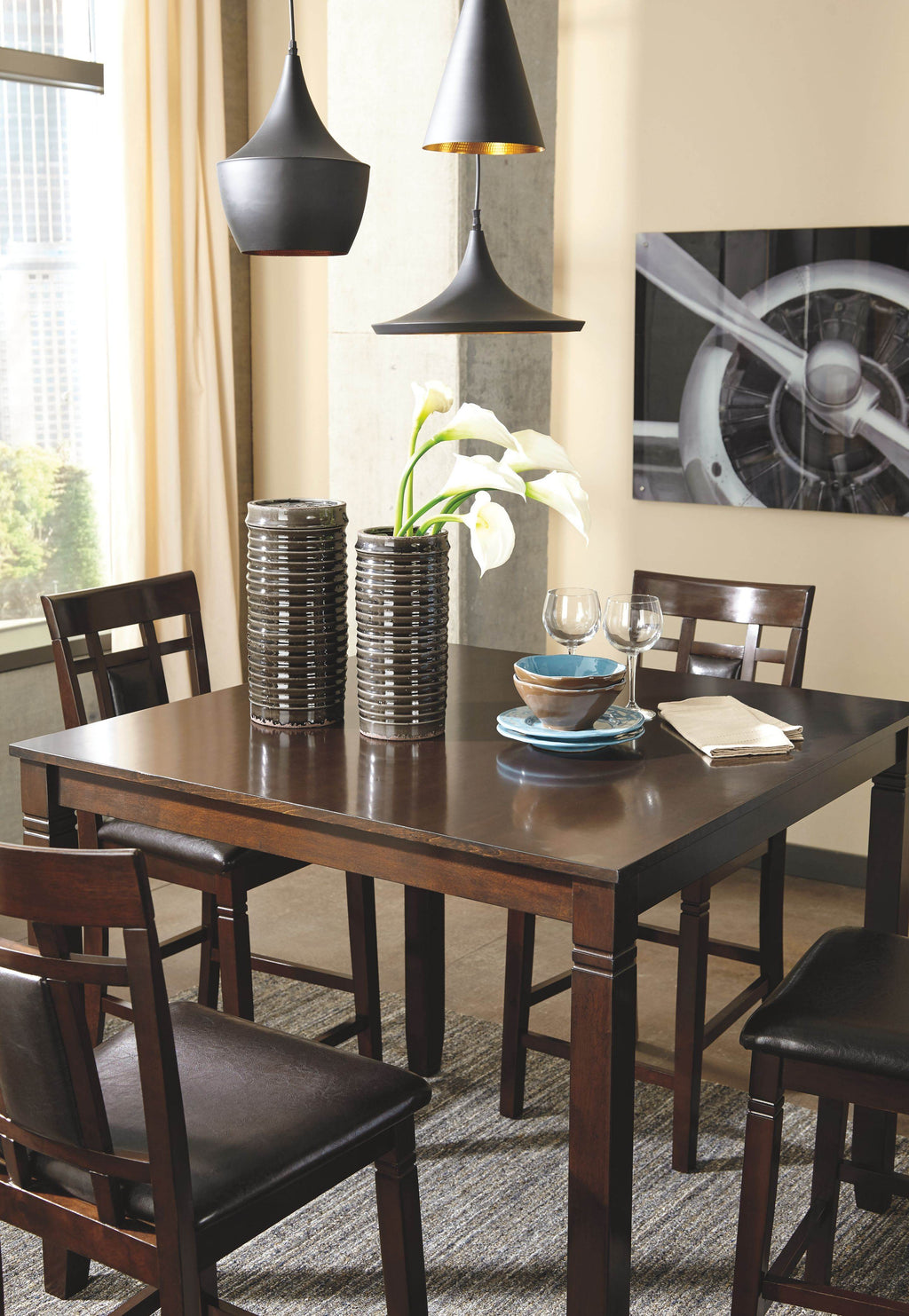 Bennox - DRM Counter Table Set (Set of 5) - Brown-1