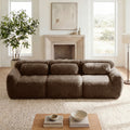 114''Soft And Fluffy  Plush Fabric,Modular Sectional Sofa Couches,Ergonomic Design With Throw Pillows,Full-compression Vacuum Packaging   Buckle Connection  For Study,Home Theater,Chocolate