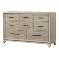 Oak Finish Eight Drawers 1pc Dresser Only Solid Rubberwood Contemporary Sleek Ample Storage Bedroom