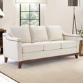 Beige ThreeSeater Upholstered Sofa With Nailhead Trim-0
