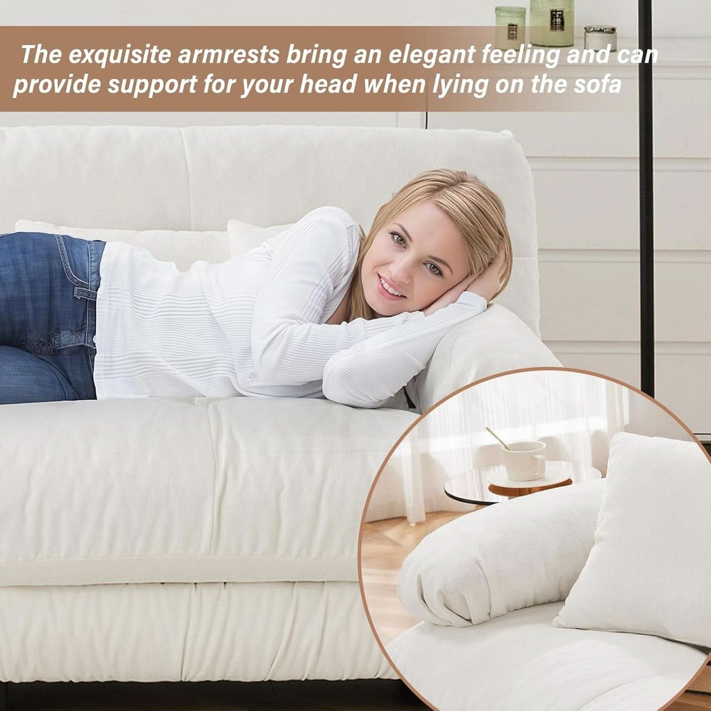 White Velvet Pet Hair Resistant Modular Recliner Sofa-4