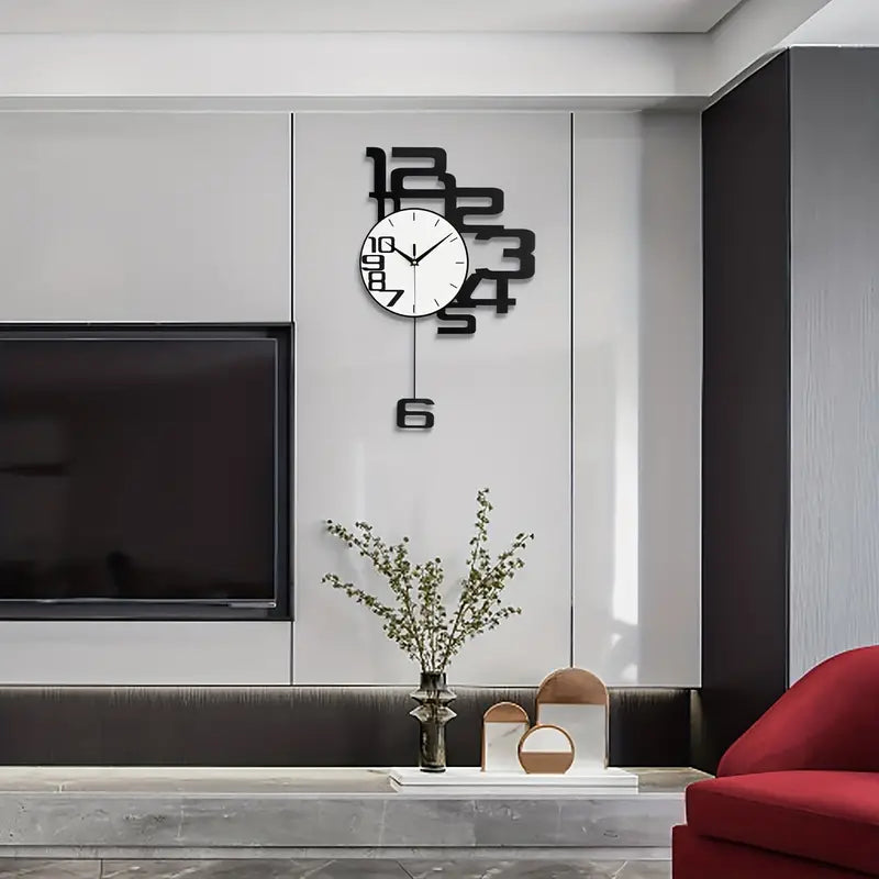Modern Minimalist Metal Wood Wall Clock-3