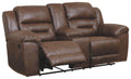 Stoneland - Dbl Power Reclining Loveseat With Console - Faux Leather - Chocolate-0