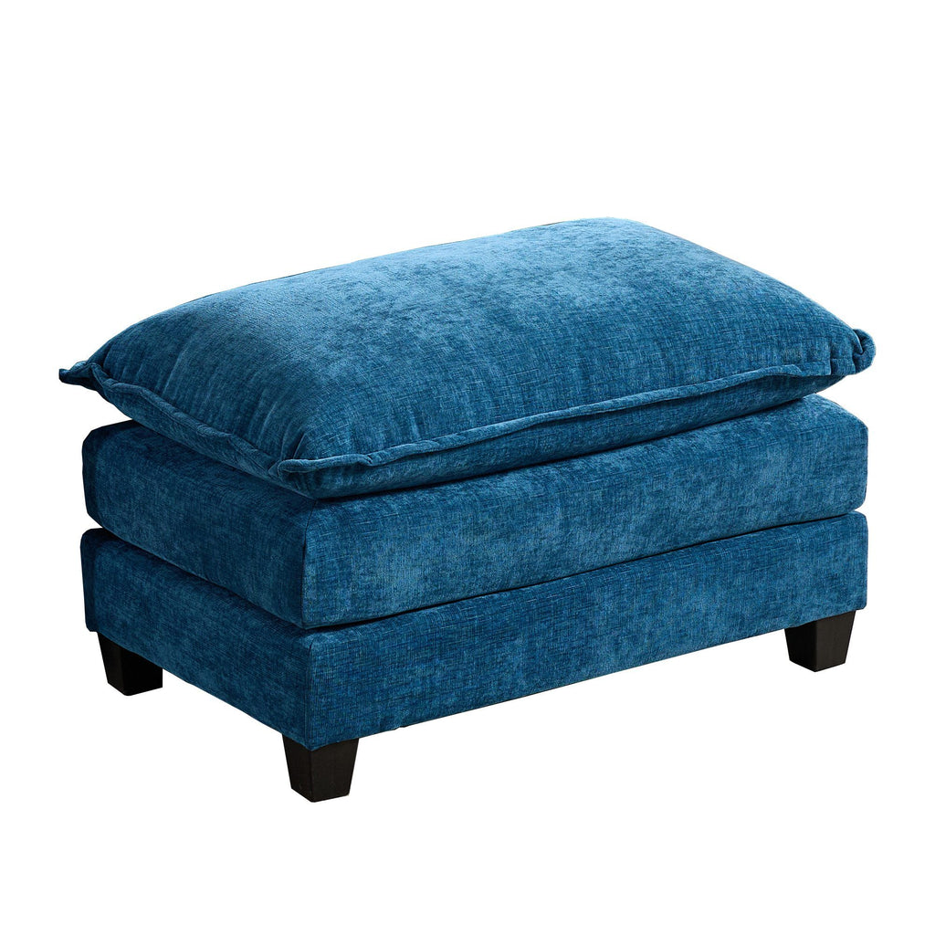 Cloud Sofa Ottoman only, Modern Sectional Couch, for Living Room Bedroom and Apartment, Comfy Double Layer Upholstered Seat Cushion, Breathable Chenille Fabric, Blue