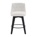 007-25' Swivel Bar Stools Set of 2-Modern Counter Height Stools with Linen Upholstery&Button Tufted Back, Solid Wood Frame Barstools for Kitchen Island, Breakfast Bar or Home Pub, White