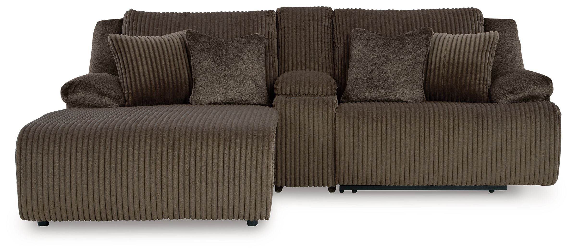Top Tier - 3-Piece Reclining Sectional Sofa With Laf Press Back Chaise - Fabric - Chocolate-0