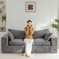 76-Inch Upholstered Premium Bean Bag Sofa DarkGrey-0