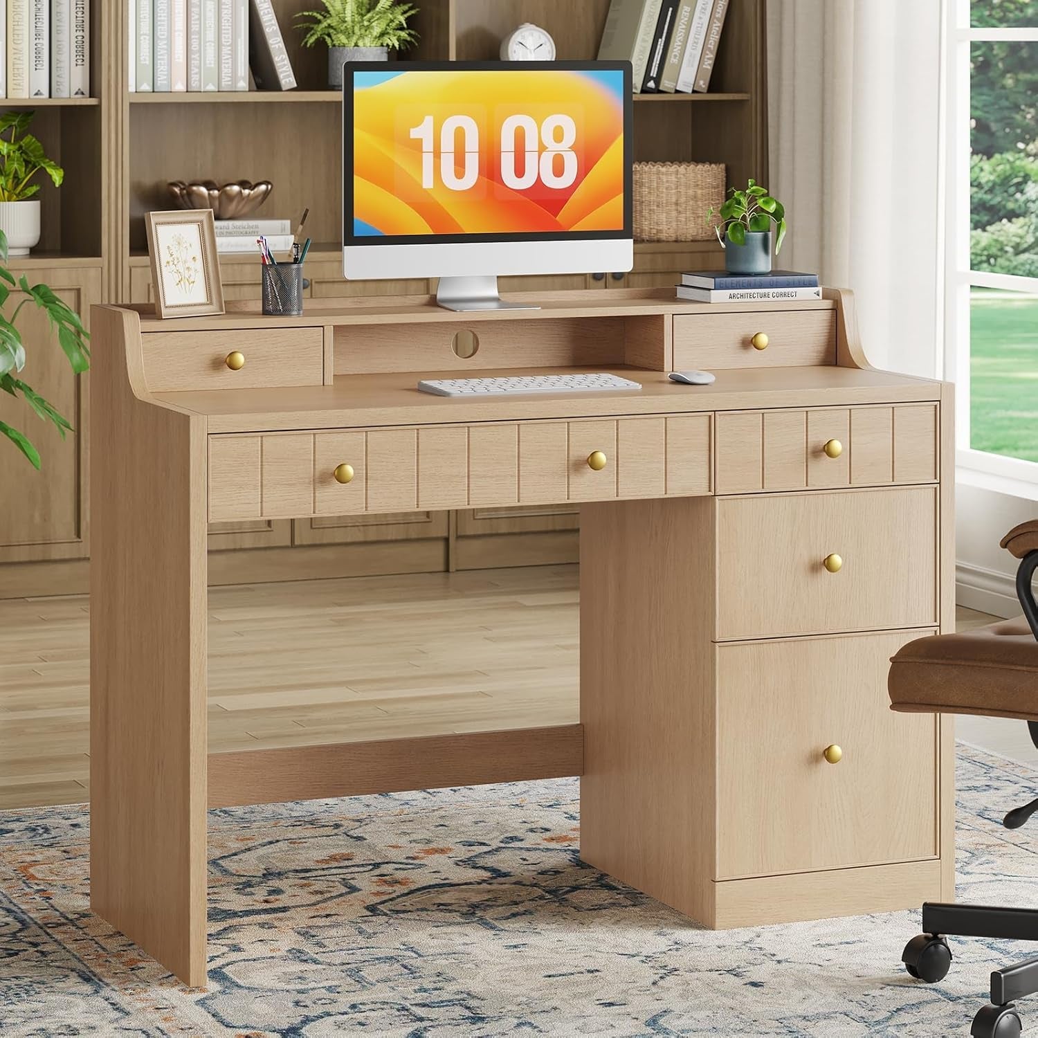 Executive Workstation Desk With Drawers 47Inch Wide