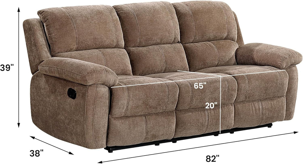 Khaki Ultrafabric Cloudlike Recliner Sofa With Console-1