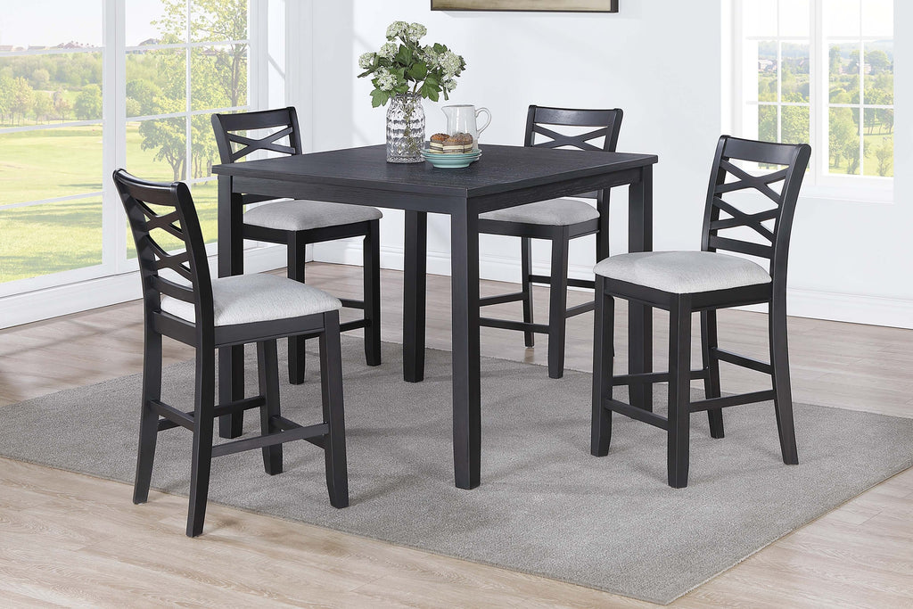5pcs Set Charcoal Dining Table, 4 Side Chairs