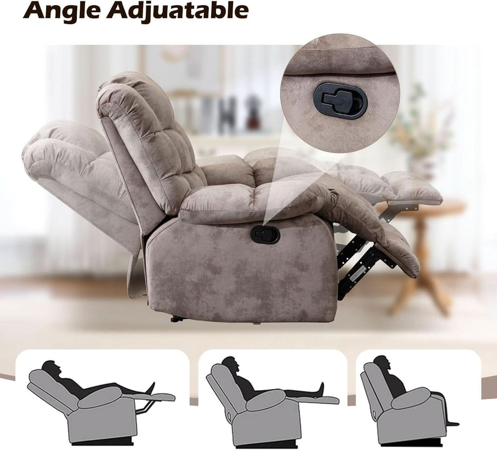 Three Seat Extra Wide Recliner Sofa Brown Upholstered-3