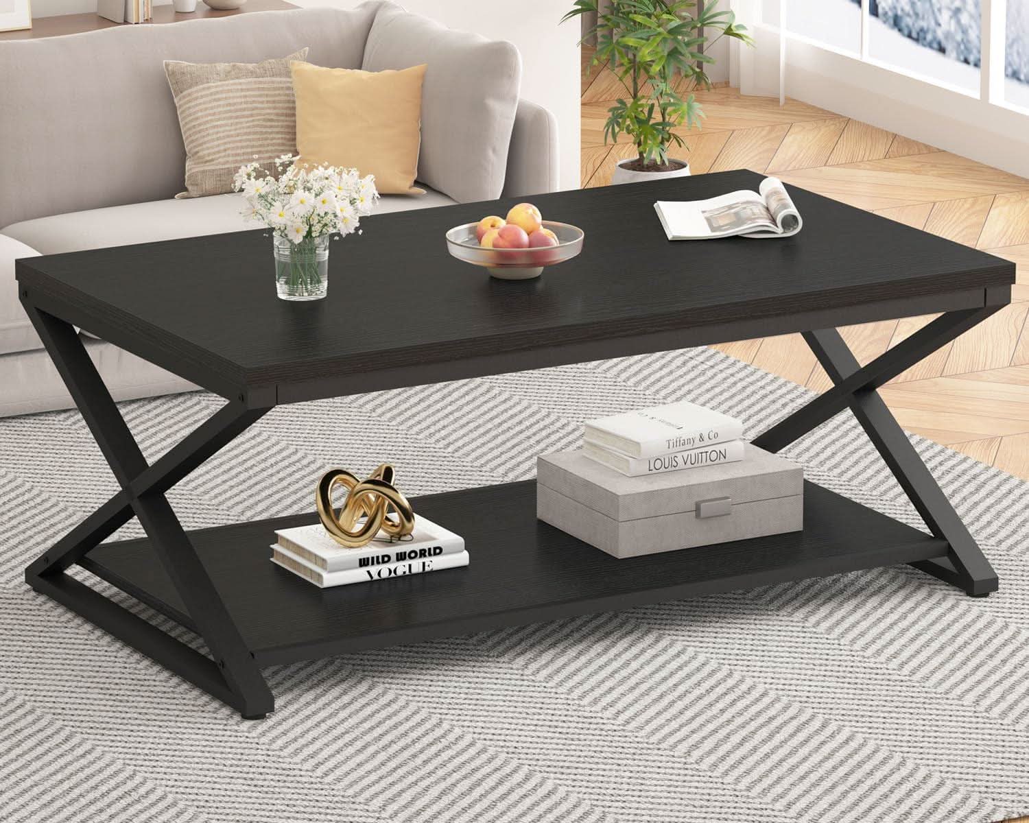 Black Oak 47 Inch Industrial Grade Storage Coffee Table