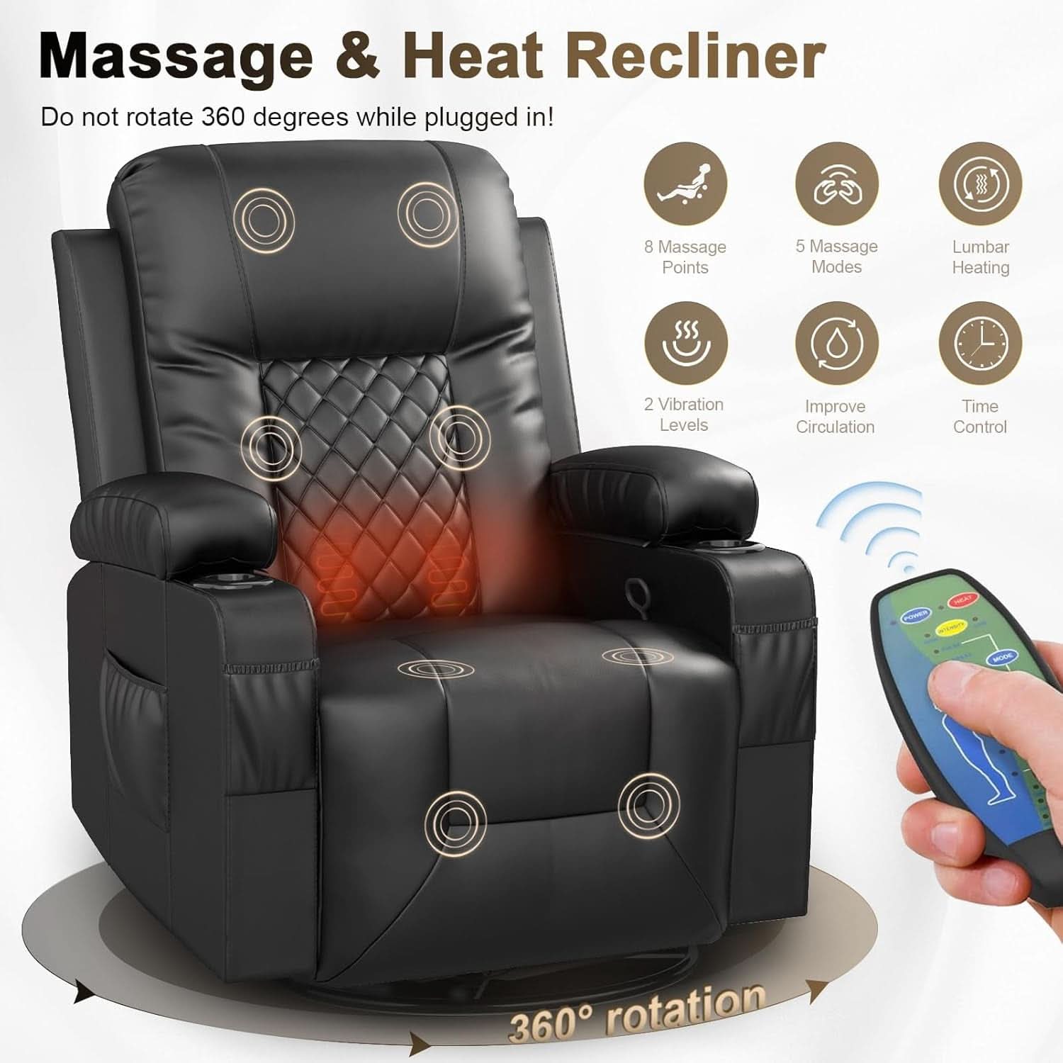 Living Room Furniture Set Loveseat Recliner And 2 Piece Massage Recliner Chairs-2