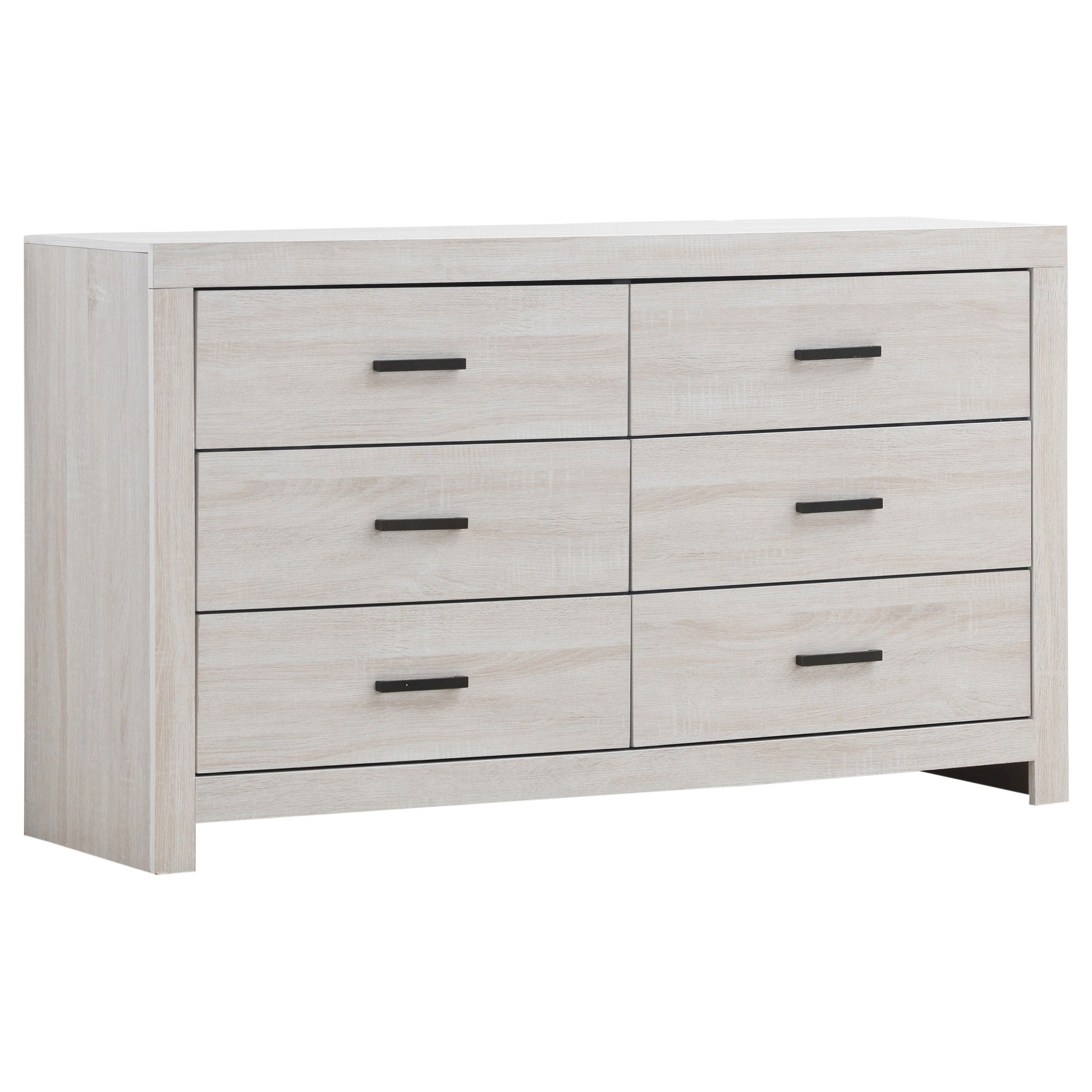 Sherwood Coastal White 6-Drawer Dresser with Modern Design, White Finish, Engineered Wood Construction, 58.5in W x 16.25in D x 33.25in H