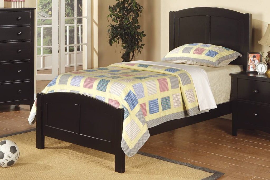 Black Color 1pc Full Size Bed Youth Bedroom Furniture Unique Arch Design Headboard Footboard Rubberwood