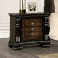 Ornate Molding Silver Brushed Nightstand