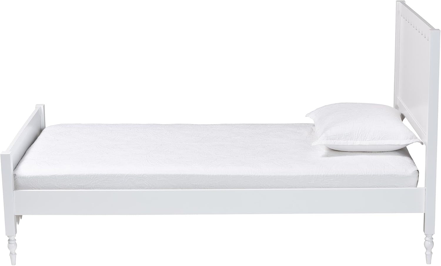 White Rubberwood Twin Platform Bed With Scalloped Edges