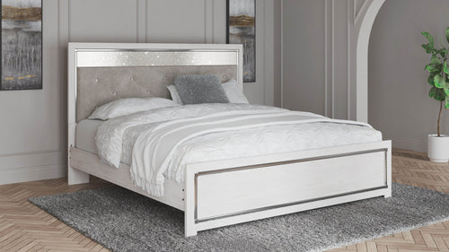 Altyra - King Panel Bed With Upholstered Headboard - White-1