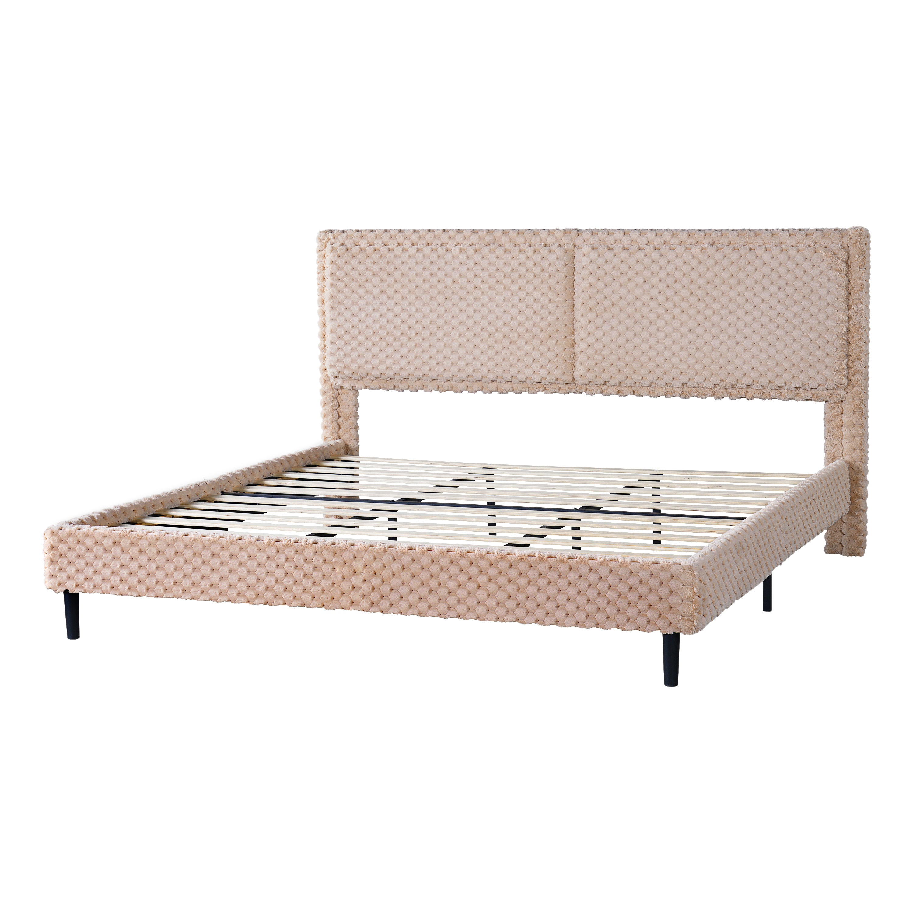 Simple Modern Camel Plush Soft Bed Comfortable Backrest with Skin-Friendly Fabric, King Size