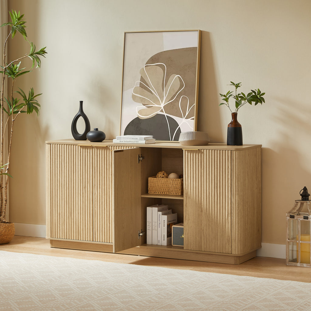 Oak Vertical Wood Grain Accent Cabinet