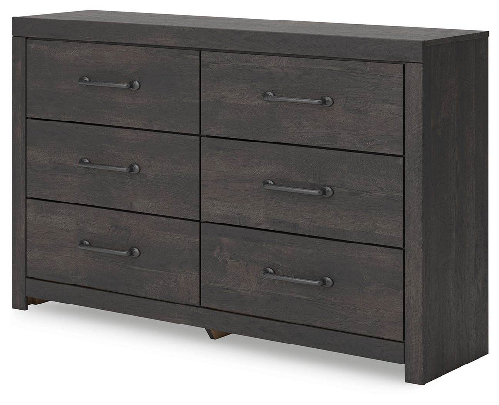 Hollivern - Six Drawer Dresser - Dark Gray-1